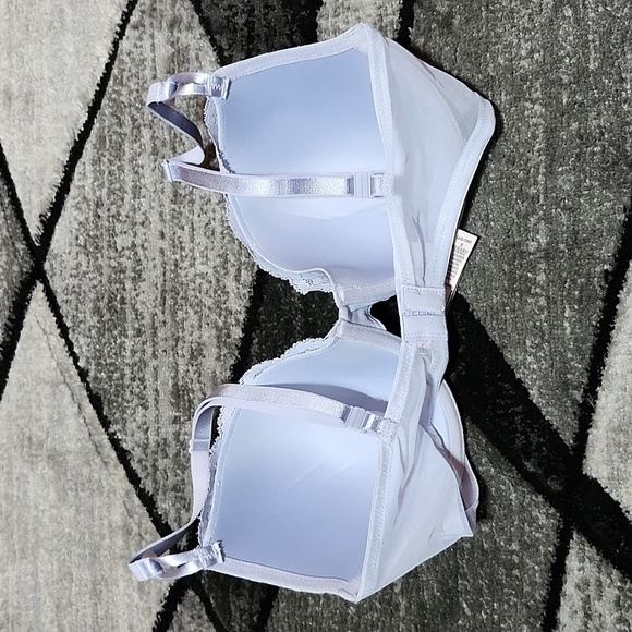 VICTORIA SECRET LIGHT BLUE GOLD SHIMMER LACE LINED DEMI BRA - Picture 6 of 10